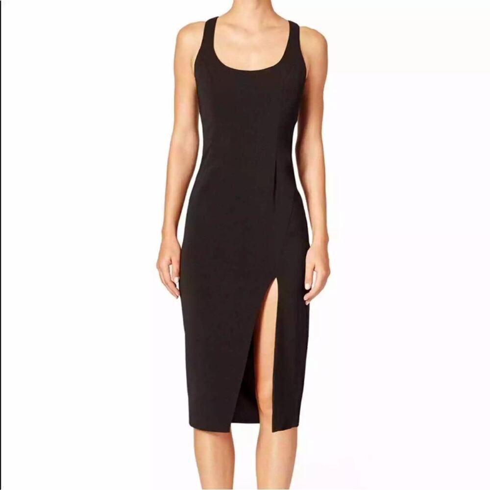 Jay Godfrey Encore midi cocktail dress little black dress with slit, racerback
